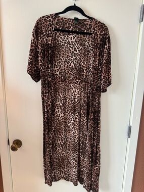 wild fable Leopard Print Swim Coverup - Brown and Black